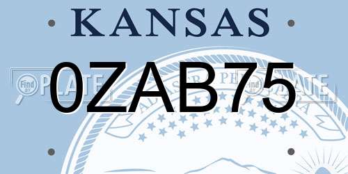 0ZAB75 Kansas License Plate