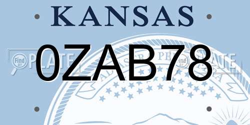 0ZAB78 Kansas License Plate