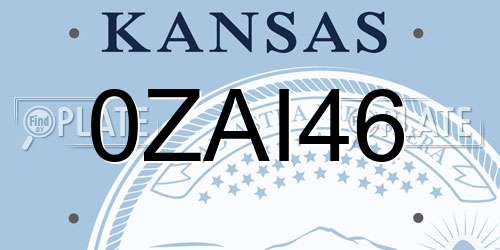0ZAI46 Kansas License Plate