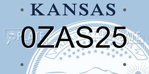 0ZAS25 Kansas License Plate