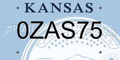 0ZAS75 Kansas License Plate