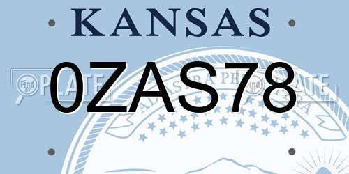 0ZAS78 Kansas License Plate