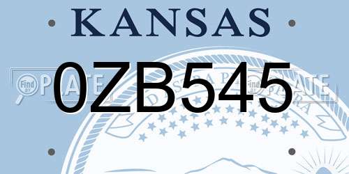 0ZB545 Kansas License Plate
