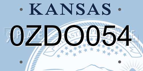 0ZDO054 Kansas License Plate