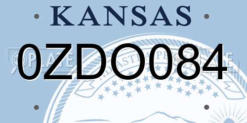 0ZDO084 Kansas License Plate