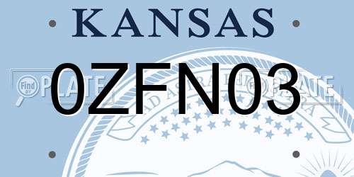 0ZFN03 Kansas License Plate