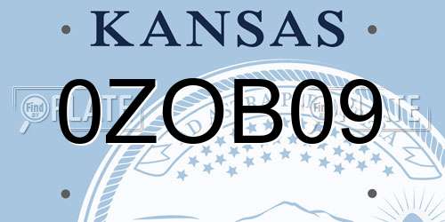 0ZOB09 Kansas License Plate