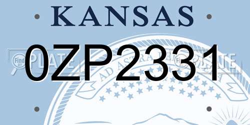 0ZP2331 Kansas License Plate