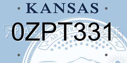 0ZPT331 Kansas License Plate