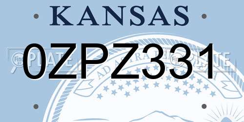 0ZPZ331 Kansas License Plate