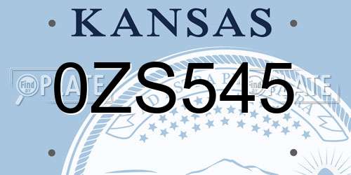 0ZS545 Kansas License Plate
