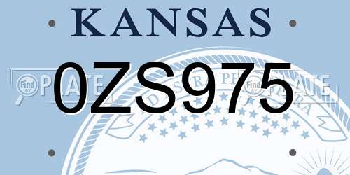 0ZS975 Kansas License Plate