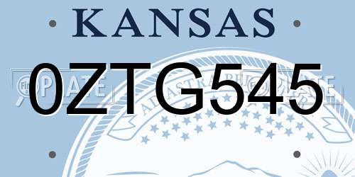 0ZTG545 Kansas License Plate