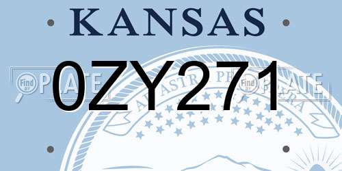 0ZY271 Kansas License Plate