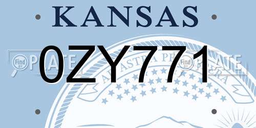 0ZY771 Kansas License Plate