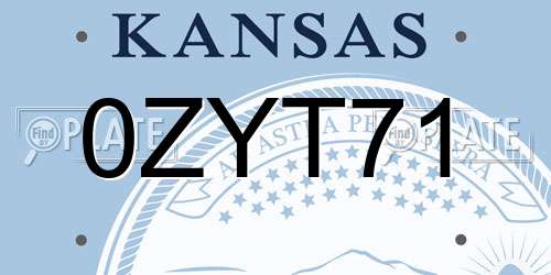 0ZYT71 Kansas License Plate