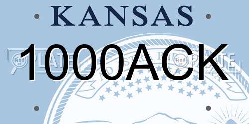1000ACK Kansas License Plate