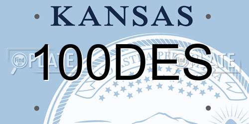 100DES Kansas License Plate