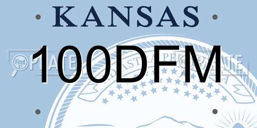 100DFM Kansas License Plate