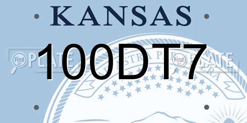 100DT7 Kansas License Plate