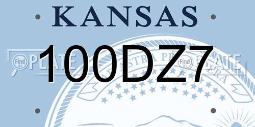 100DZ7 Kansas License Plate