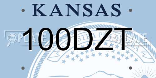 100DZT Kansas License Plate