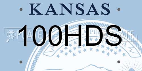 100HDS Kansas License Plate