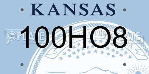 100HO8 Kansas License Plate