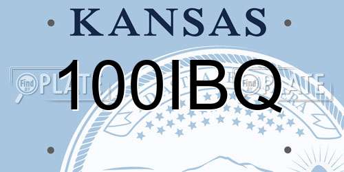 100IBQ Kansas License Plate