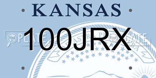 100JRX Kansas License Plate
