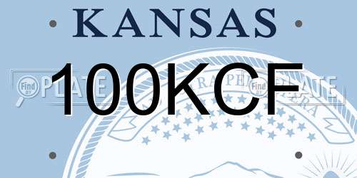 100KCF Kansas License Plate