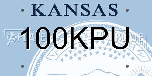 100KPU Kansas License Plate