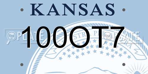 100OT7 Kansas License Plate