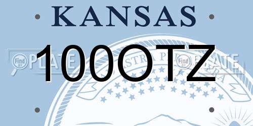 100OTZ Kansas License Plate