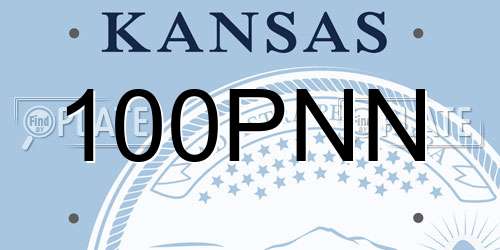 100PNN Kansas License Plate