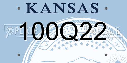 100Q22 Kansas License Plate
