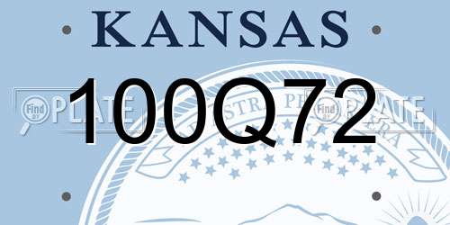 100Q72 Kansas License Plate