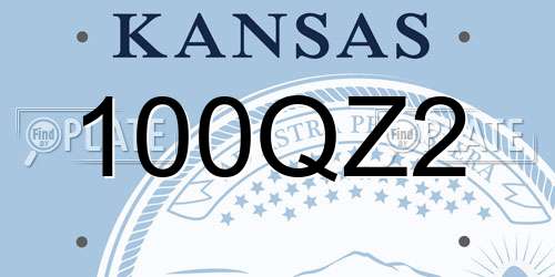100QZ2 Kansas License Plate