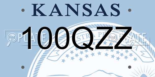 100QZZ Kansas License Plate