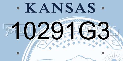 10291G3 Kansas License Plate