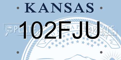 102FJU Kansas License Plate