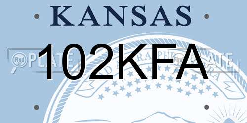 102KFA Kansas License Plate