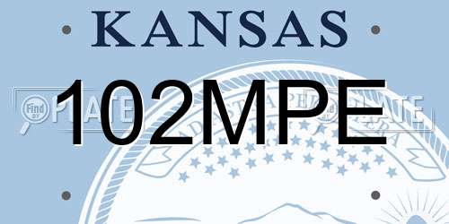 102MPE Kansas License Plate