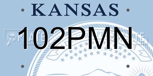 102PMN Kansas License Plate
