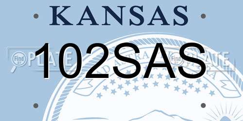 102SAS Kansas License Plate