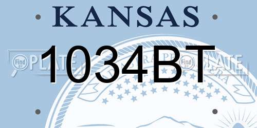1034BT Kansas License Plate