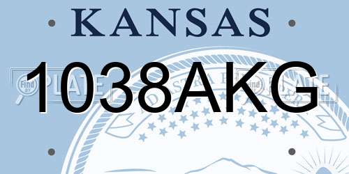 1038AKG Kansas License Plate