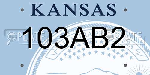 103AB2 Kansas License Plate