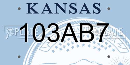 103AB7 Kansas License Plate