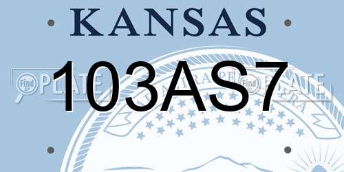 103AS7 Kansas License Plate
